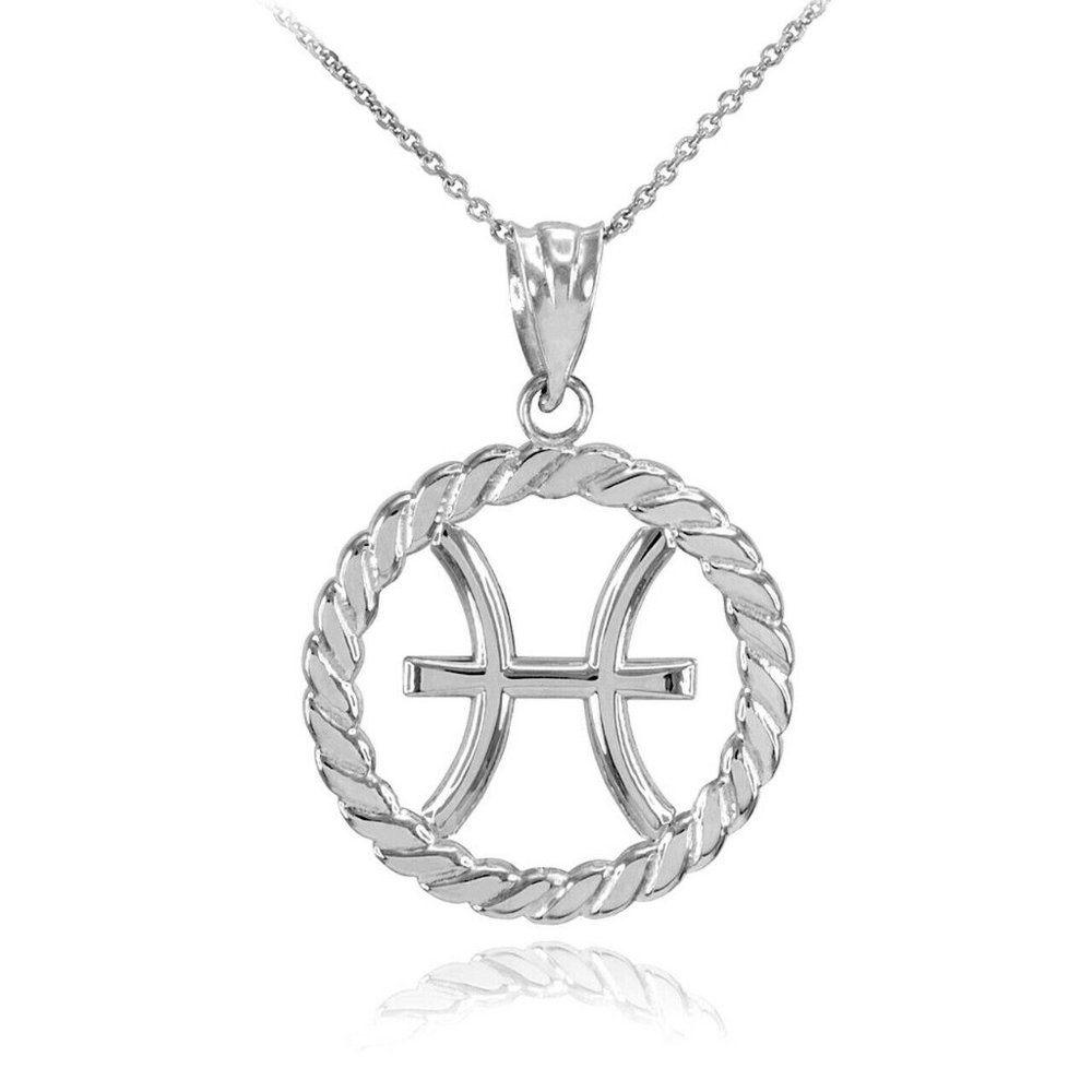 Sterling Silver Pisces Zodiac Sign Charm Necklace